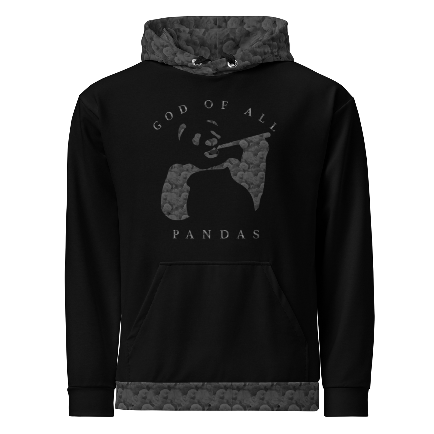 Black on Black God of All Pandas Unisex Hoodie