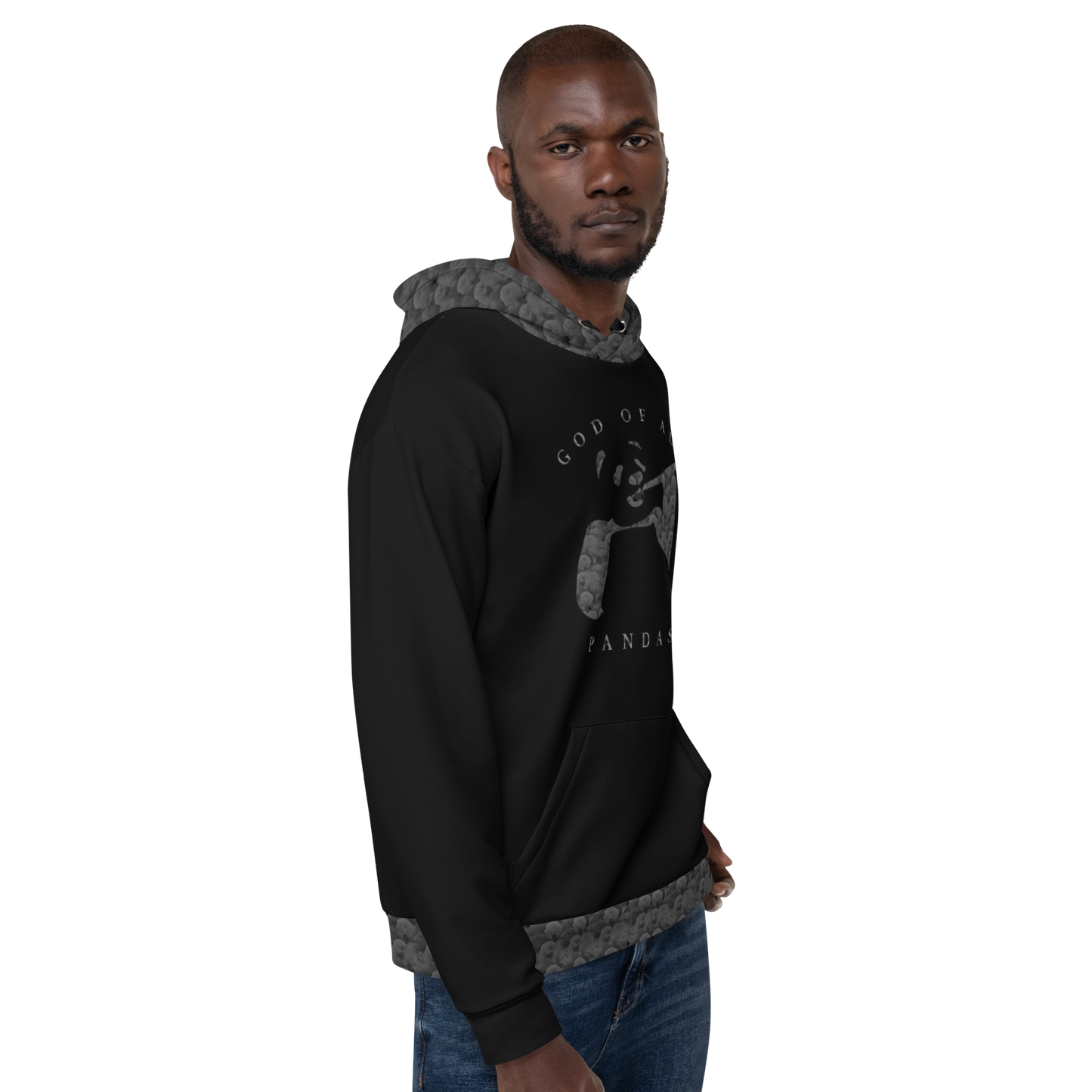 Black on Black God of All Pandas Unisex Hoodie