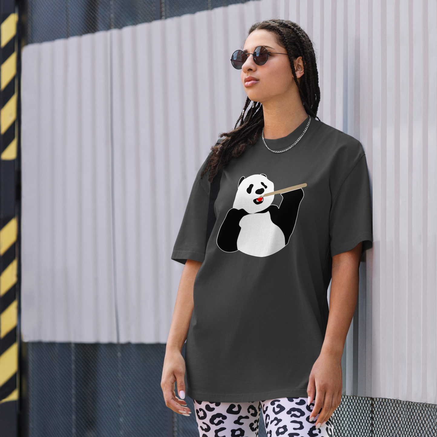 God of All Pandas Oversized faded t-shirt