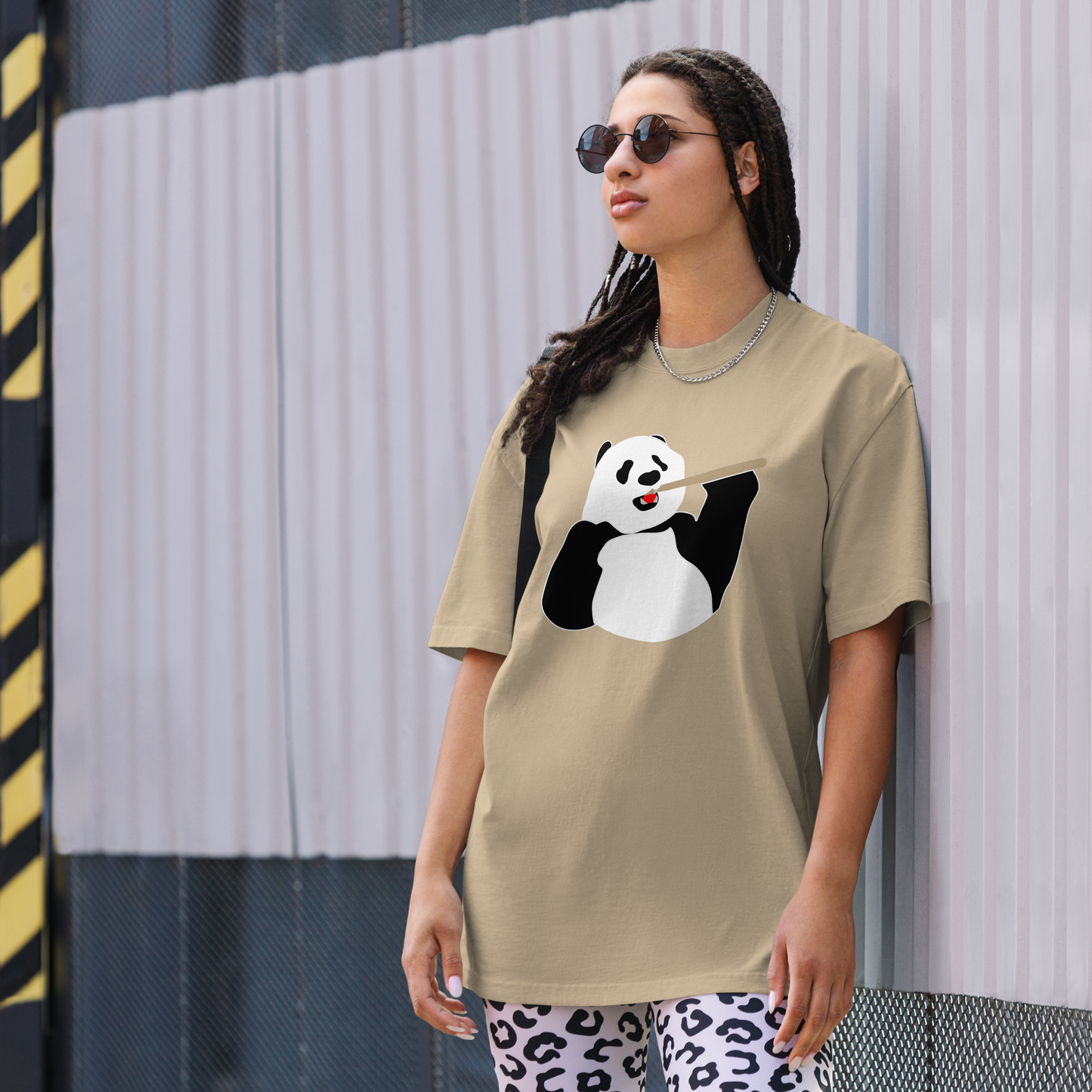 God of All Pandas Oversized faded t-shirt