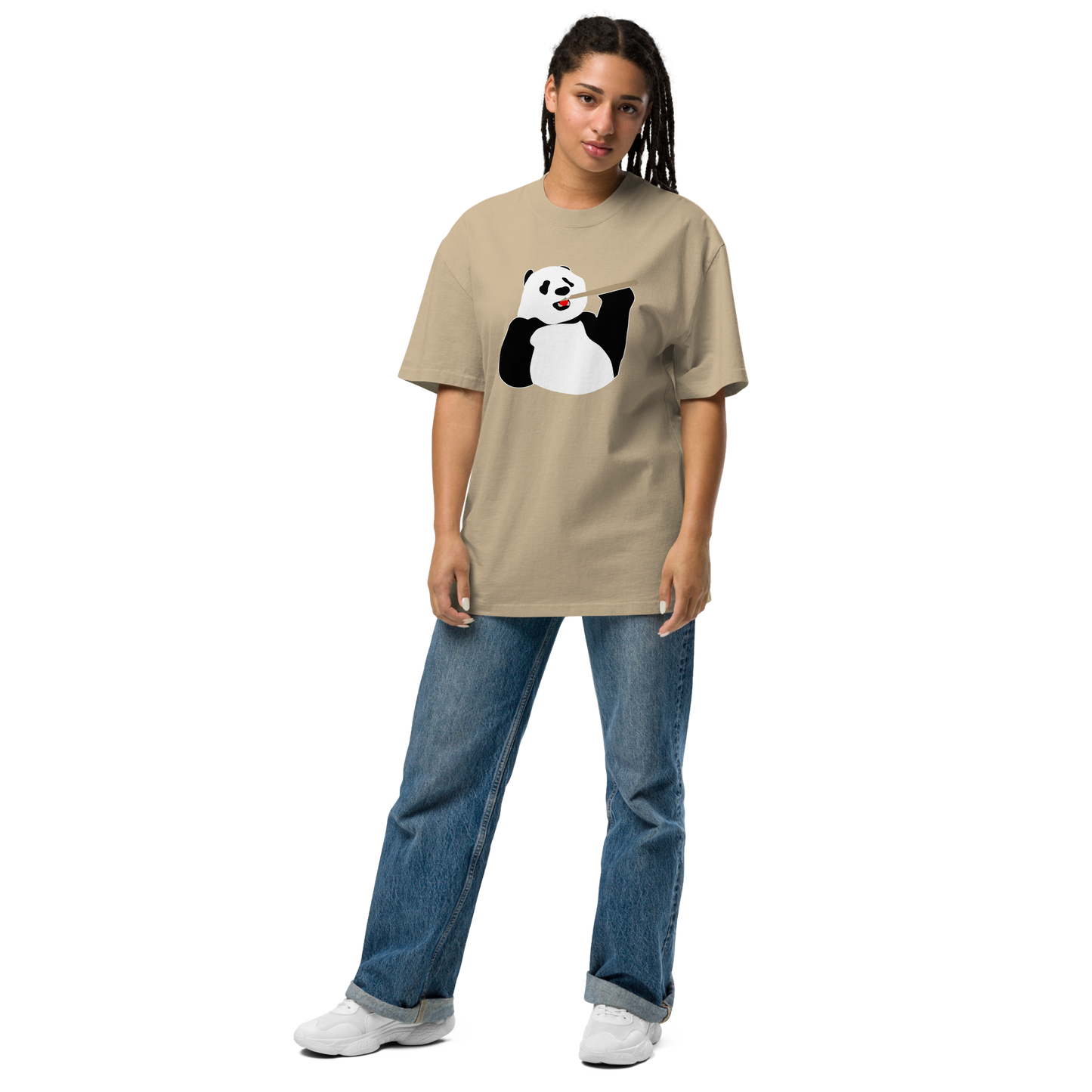 God of All Pandas Oversized faded t-shirt