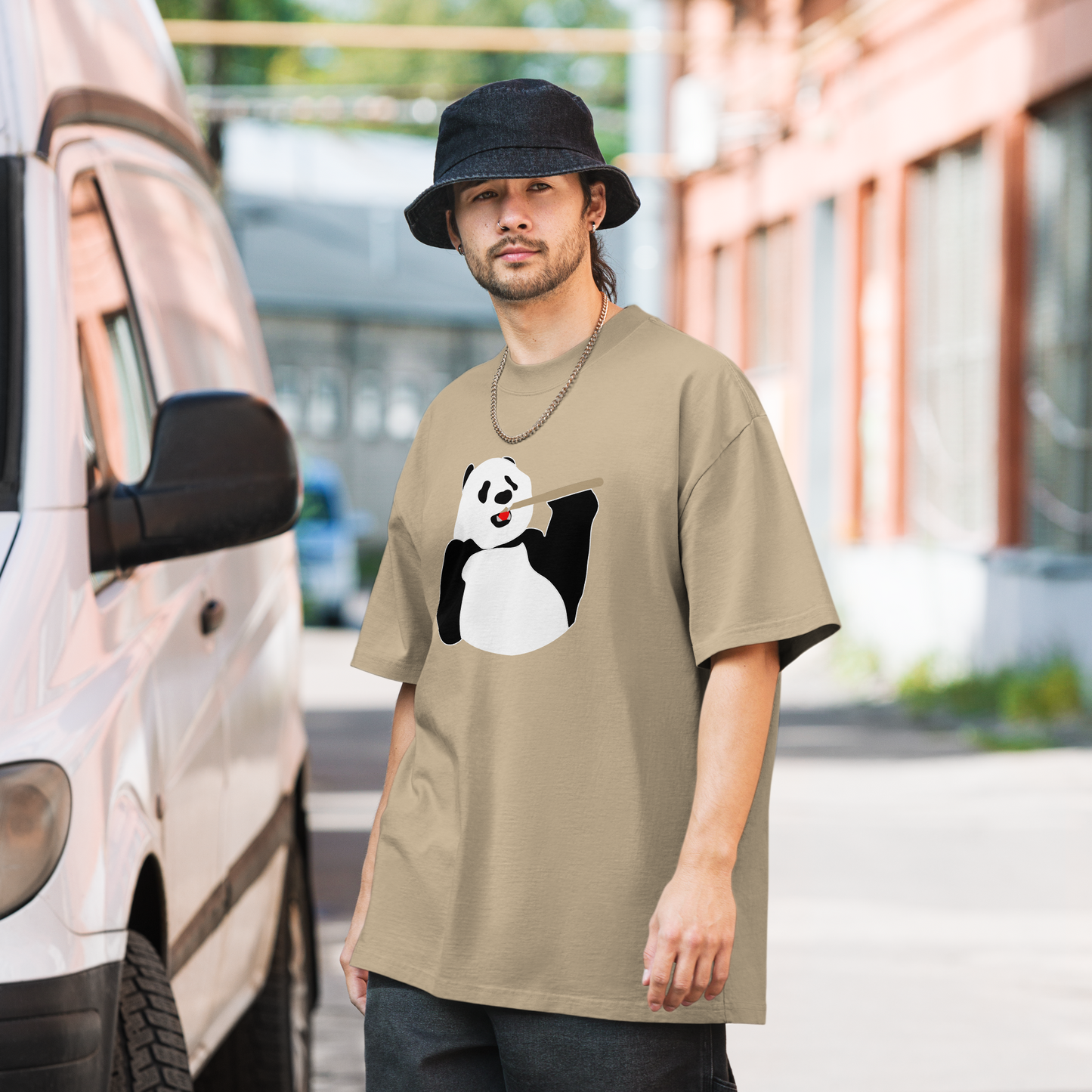 God of All Pandas Oversized faded t-shirt